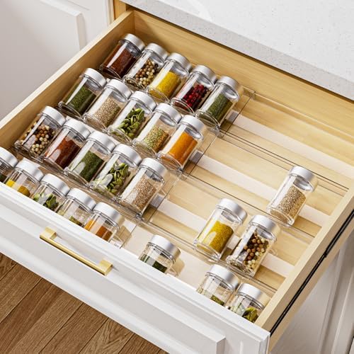 MIUKAA Acrylic Spice Drawer Organizer, 8 Pack-4 Tier Seasoning Rack