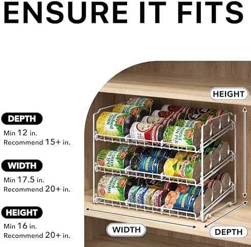 Simple Houseware 3-Tier Stackable Can Organizer Rack Hold 36 Cans, White