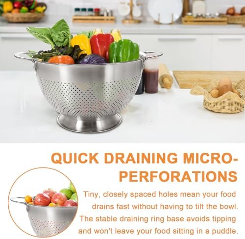 Stainless Steel Colander Set of 3 (1.5-3-5Quart) | Durable Rice and