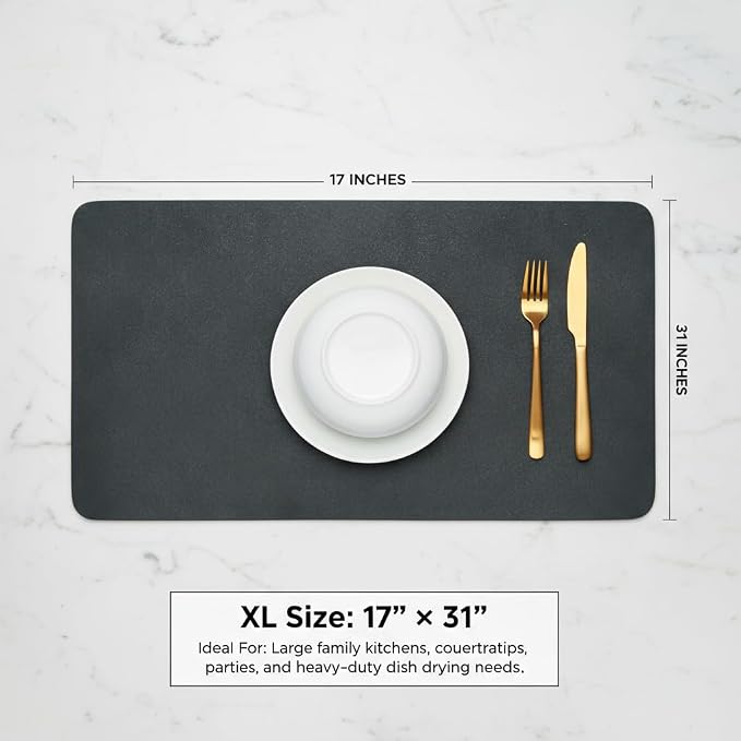 Dish Drying Mat Super Absorbent – 17" x 31" Coffee Mat - Image 2