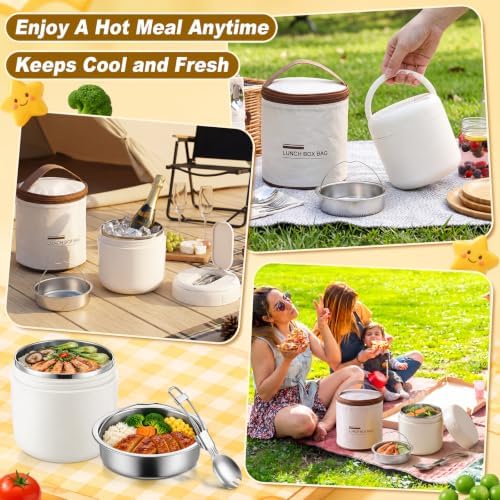1 Pack 40 oz Insulated Food Jar with 2 Compartments, White