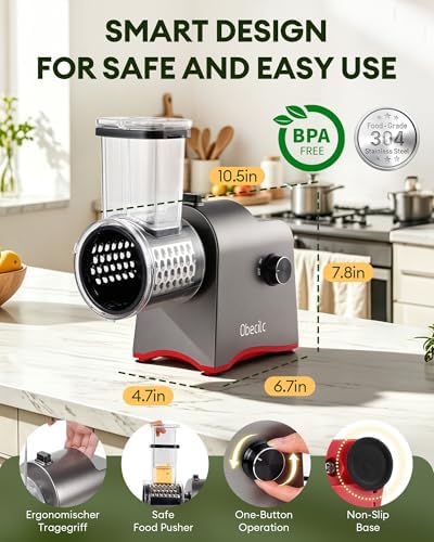 300W Electric Cheese Grater with 5 Stainless Steel Blades