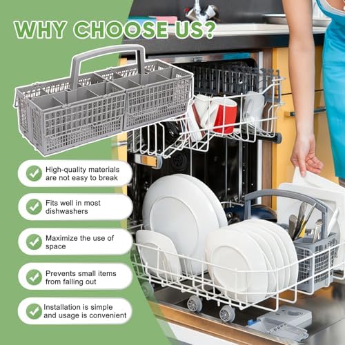 Universal Dishwasher Silverware Basket Replacement - 2 in 1 Detachable