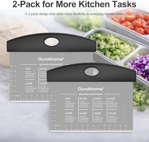 Ourokhome 2-Pack Stainless Steel Dough Scrapers