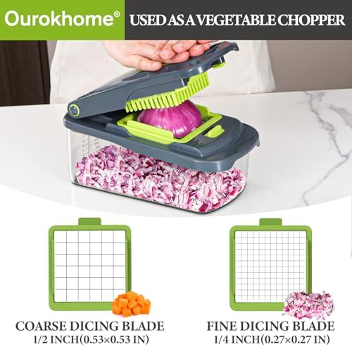 Ourokhome 12-in-1 Veggie Chopper and Dicer, Gray