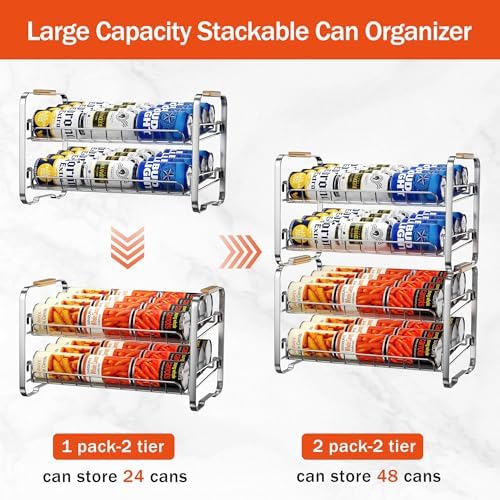 MAXIFFE 2-Tier Can Organizer for Pantry, 16.9"W × 11.5"D × 16.7"H