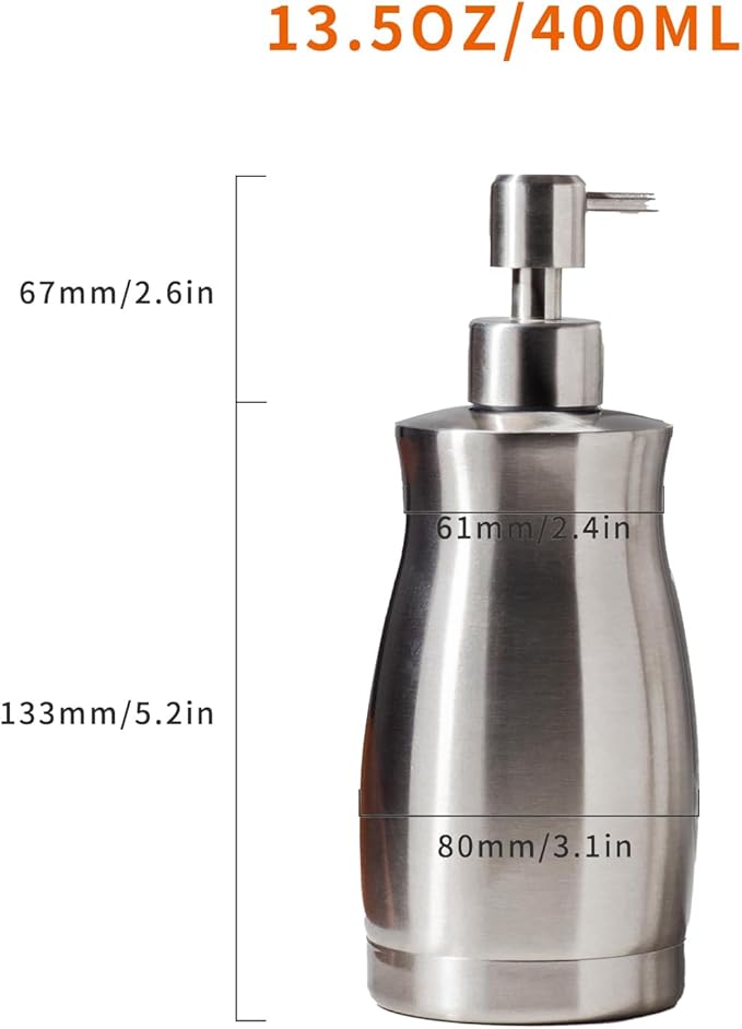Brushed Stainless Steel Countertop Soap Dispenser Rust and Leak Resistant Hand - Image 5
