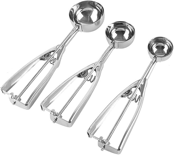 3-Piece Stainless Steel Ice Cream Scoop Set – Heavy Duty Ice Cream
