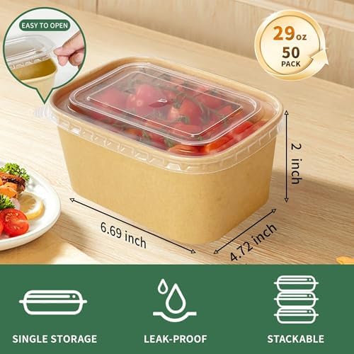 29 oz Disposable Meal Prep Containers with Lids and Forks