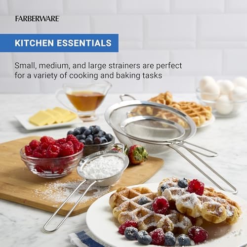 Farberware 3-Piece Fine Mesh Strainer Set Stainless Steel
