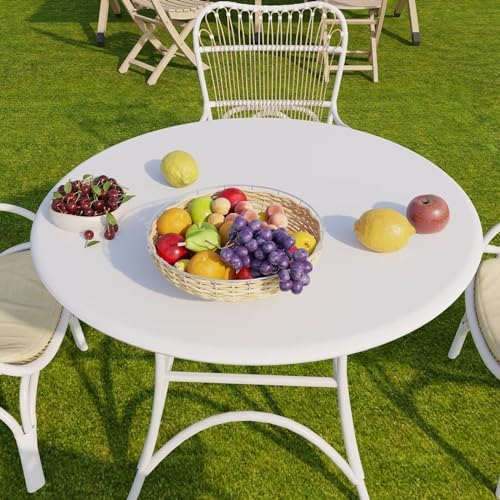 Romanstile Round Fitted Vinyl Tablecloth with Elastic Edge 100%