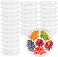 Lawei 30 Pack Plastic Appetizer Tray with Clear Lid, Stackable Round