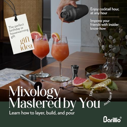 Barillio Black Mixology Bartender Kit - 8 pcs Stainless Steel Travel
