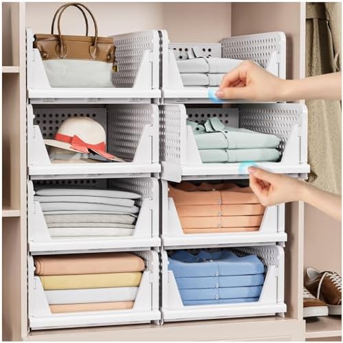 caktraie 5 Pack Stackable Closet Storage Baskets