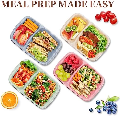4 Pack 2-Compartment Divided bento Box FOR Kids/Toddle/Adults