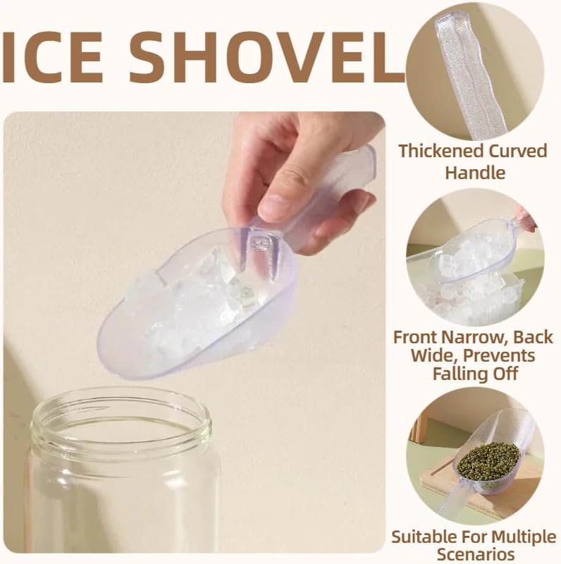 2-Pack Clear Gray Ice Storage Bins with 2 Thickened Scoops, Durable