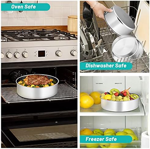 TeamFar Cake Pan, Stainless Steel Round Baking Pans Set for Layer Cake