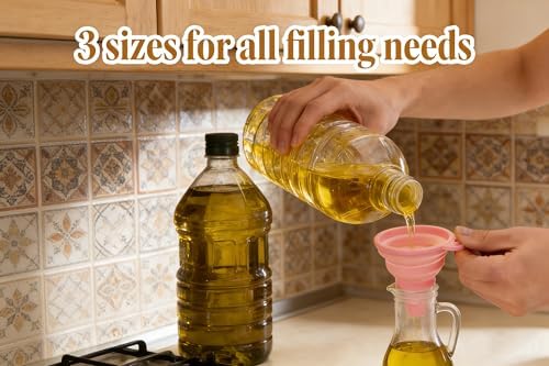 Kitchen Funnel Set, 6-Pack Stainless Steel & Silicone for Bottles