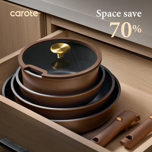 CAROTE 21pcs Pots and Pans Set, Nonstick Cookware Set Detachable