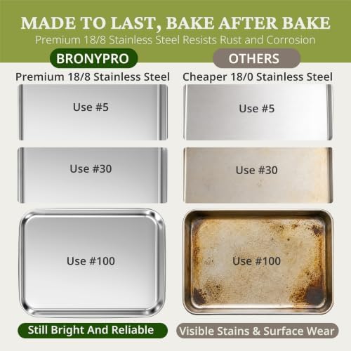 BRONYPRO 18/8 Stainless Steel Baking Sheet Set