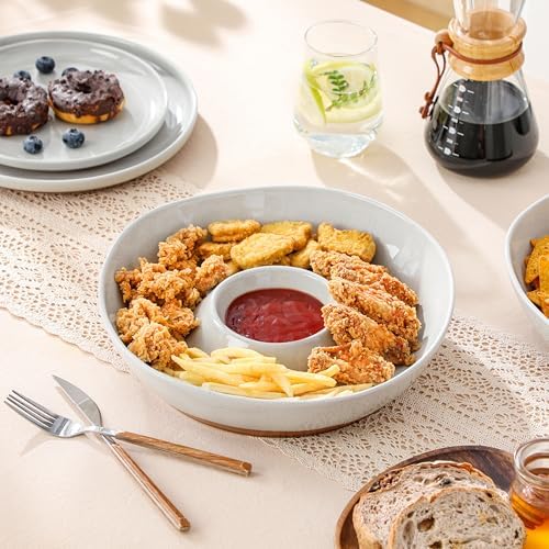 MALACASA Ceramic Chip and Dip Bowls Serving Tray, 12 In Serving Dishes