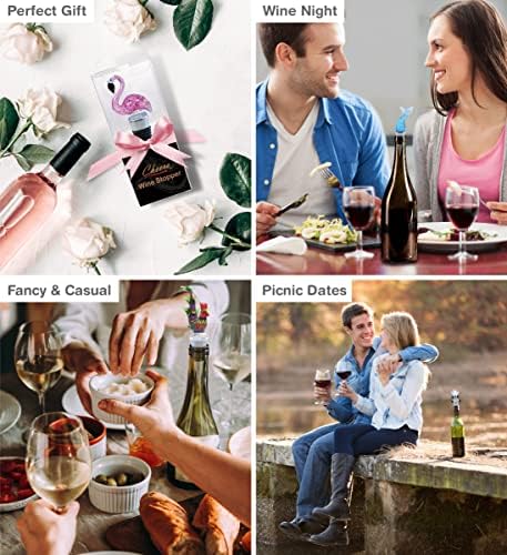 Cheers Mermaid Tail, Flamingo, Rooster, and Cow Glass Wine Stopper Set
