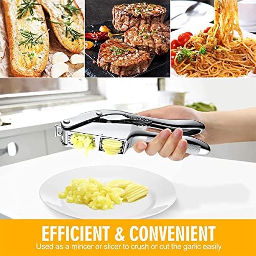 2-in-1 Stainless Steel Garlic Press and Slicer, Silver