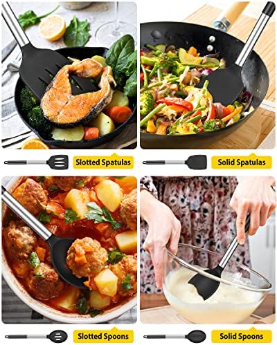4-Piece Silicone Cooking Utensil Set, Black