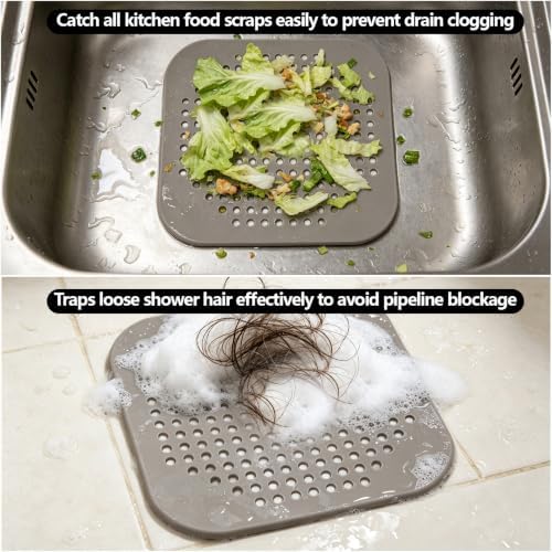 6Pcs Drain Hair Catcher Silicone Drain Cover Sink Strainer Hair