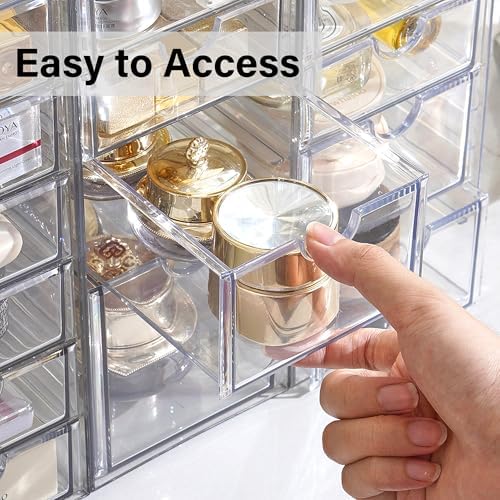 Prsildan Acrylic Makeup Organizer Clear Storage Drawer with 6 Small