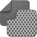 S&T INC. Dish Drying Mat, 2 Pack, 16" x 18", Large, Grey and Grey