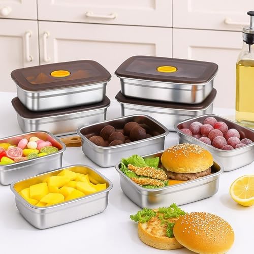 10 Pack Stainless Steel Food Storage Containers with Airtight