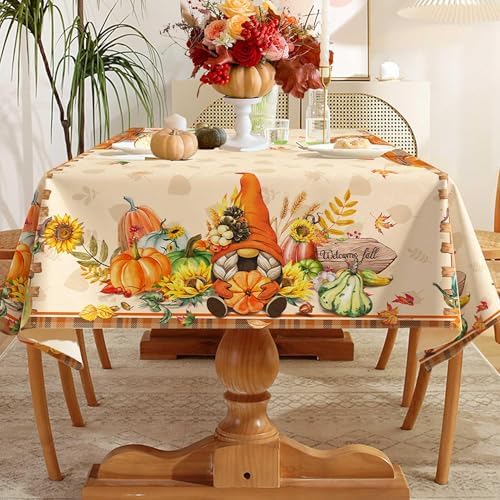 Hexagram Fall Tablecloth 54 x 54 Inches, Orange Fall Table Cloth