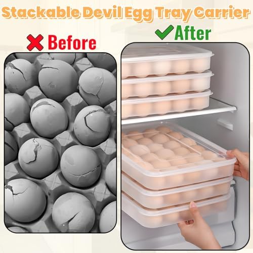 3-Pack Deviled Egg Containers with Lid, 90 Slots