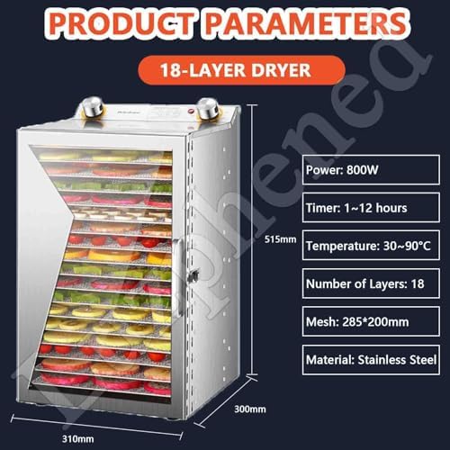 Commercial Food Dryer Machine, 18 Stainless Steel Trays