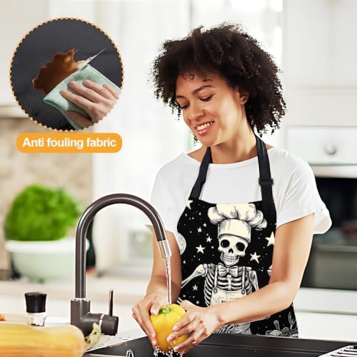 Adjustable Bib Apron with 2 Pockets for Cooking and Baking