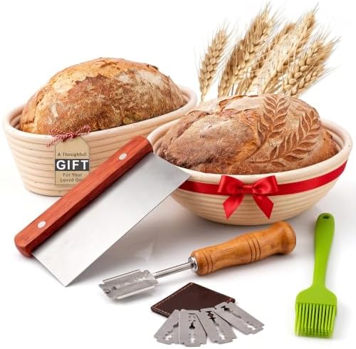 Sourdough Starter Kit with Proofing Baskets - Bread Baking Tools Set