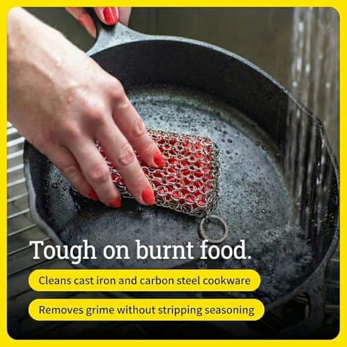 Lodge Stainless Steel Chainmail Scrubbing Pad, Red
