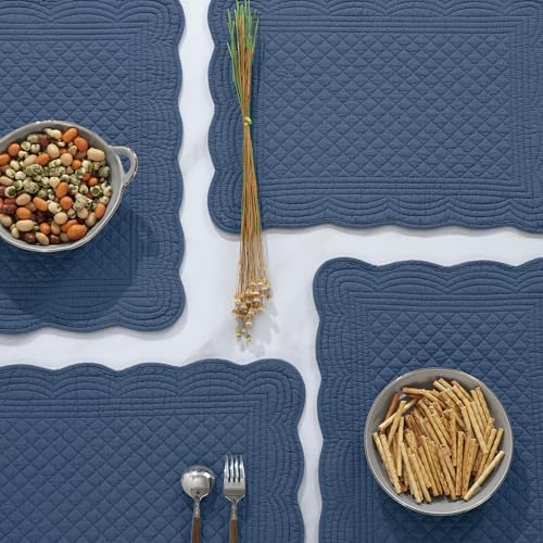 HOMBYS Quilted Placemats Set of 6 Washable-13x18 inches Rectangular