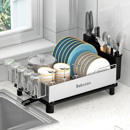 Large 304 Stainless Steel Dish Drying Rack, Black