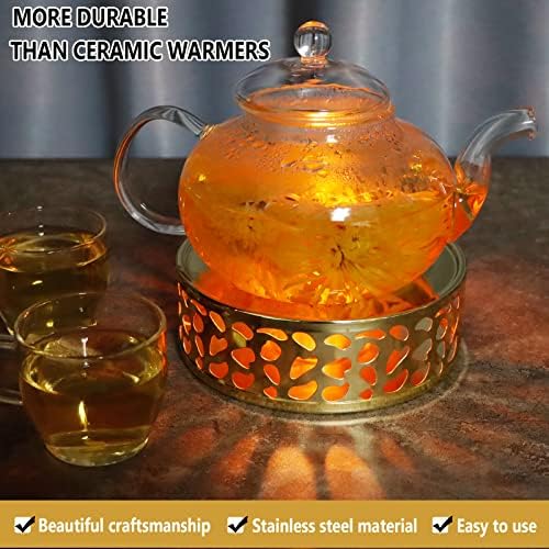 KAYCROWN Teapot Warmer, Stainless Steel Tea Warmer with Candle Holder