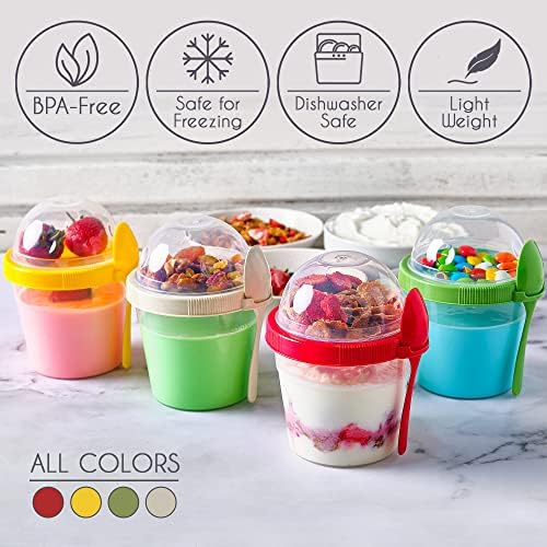 Crystalia 4 Pack 17 oz On The Go Yogurt Parfait Cups with Lids &