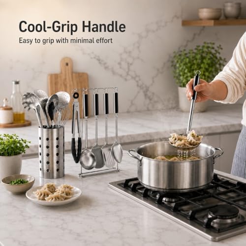 Pleafind Cooking Utensils Set - 9 PCS Stainless Steel Kitchen Utensils