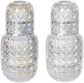 Set of 2 Vintage Bedside Water Carafe and Glass Set, Embossed Night