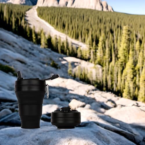 Silicone Coffee Cup with Straw lid Collapsible Cups for Traveling 20oz