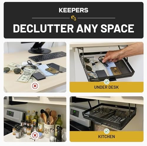 KEEPERS Under Desk Slide-Out Storage Drawer, 13x10x2.5In