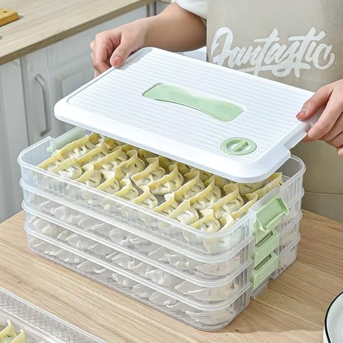 Refrigerator Dumpling Storage Box, 5-Layer, Green