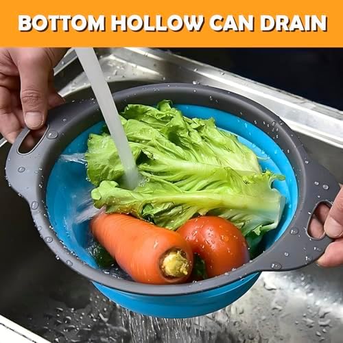 Tri-Color Silicone Collapsible Colander Set (3Pcs 2/4/6 QT) - Space