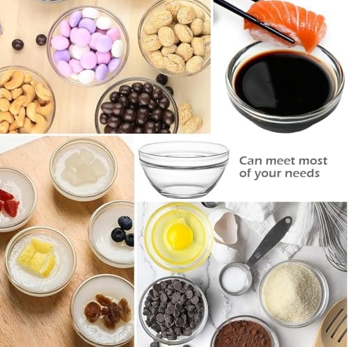 Small Glass Bowls for Cooking Prep, Clear Glass Bowls Perfect for