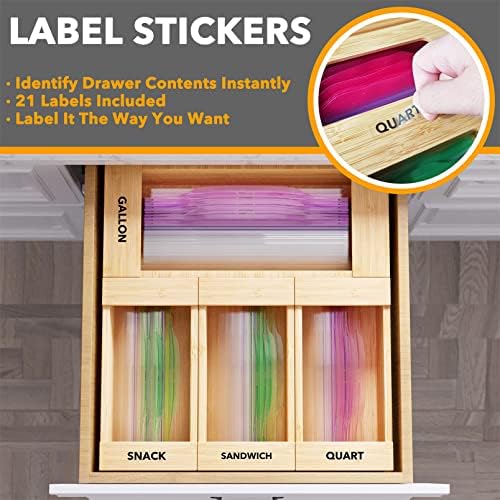 SpaceAid Bamboo Drawer Dividers with Inserts and Labels, 4 Dividers